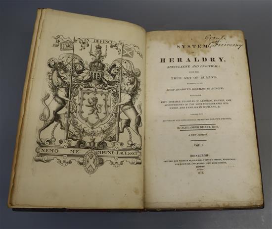 Nisbet, Alexander - A System of Heraldry Speculative and Practical, 2 vols, folio, rebound, half morocco, with